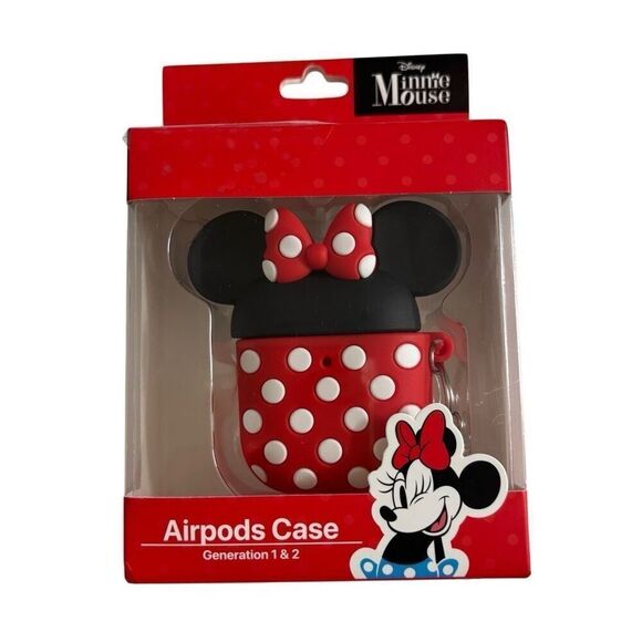 Disney Minnie Mouse AirPods 1st - 2nd Generation Case with Attached Clip NEW - Picture 1 of 6